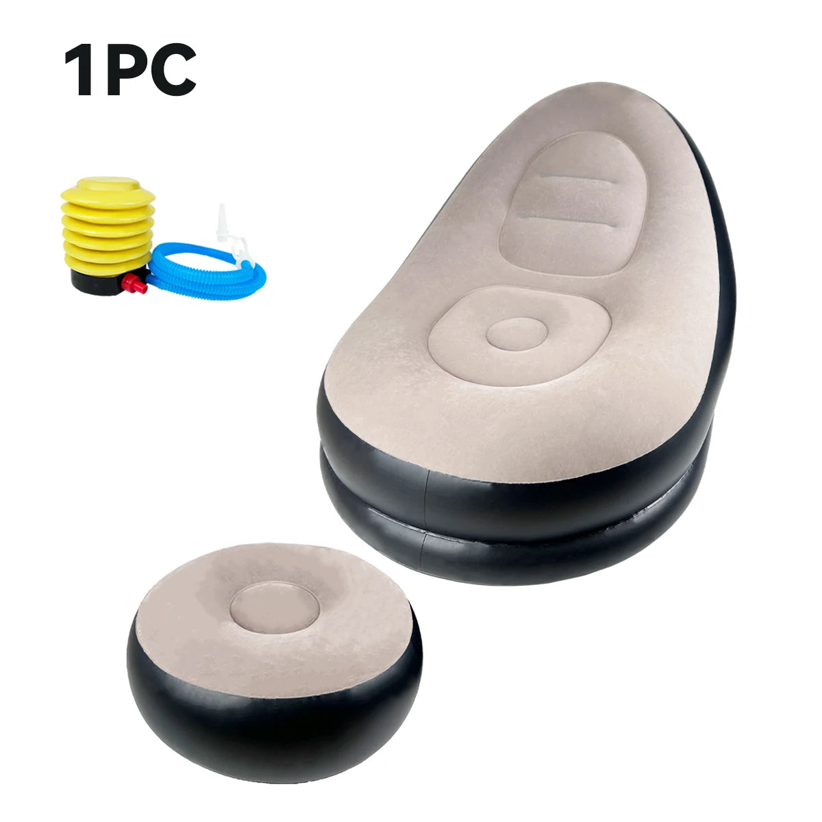 Inflatable Lazy Sofa Chair Folding Portable Lazy Sofa with Foot Stool Air Couch Sofa for Livingroom and Bedroom