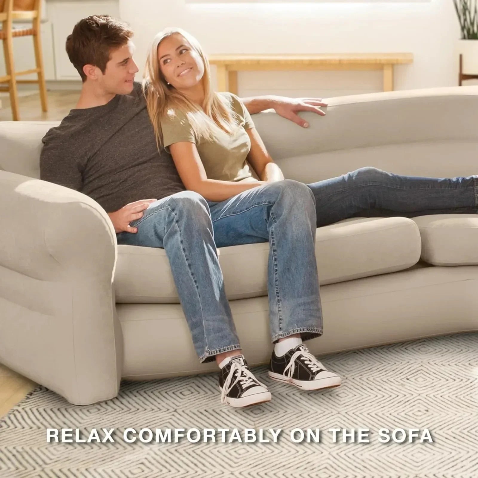 For Inflatable Corner Sofavalve0Lb L Weight Capacity Inflatable Corner Living Room Air Mattress Sectional Sofa,Beige
