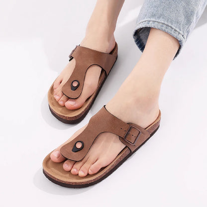 New Design Cork Flip Flops Women Classic Footbed Sandals Fashion Comfort Home Shoes with Arch Support Soft Sole Slides