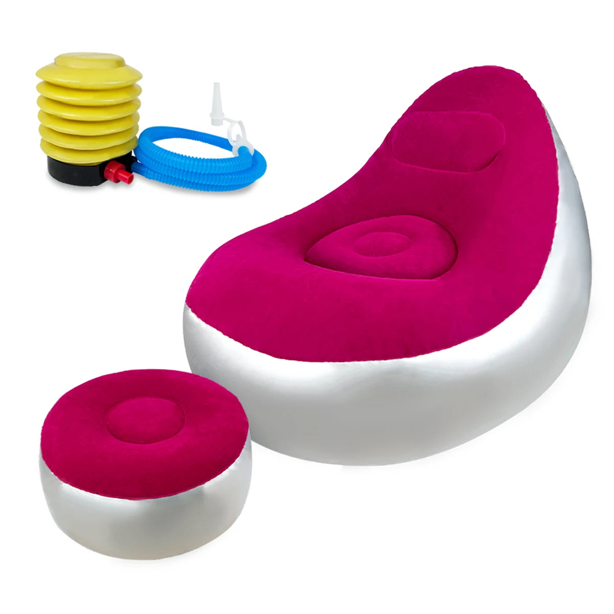 Inflatable Lazy Sofa Chair Folding Portable Lazy Sofa with Foot Stool Air Couch Sofa for Livingroom and Bedroom