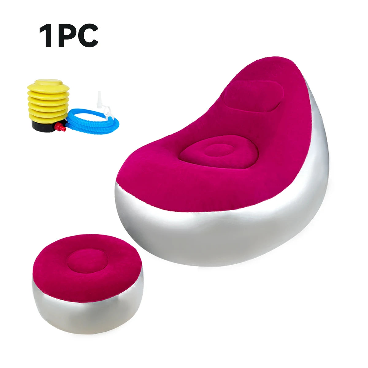 Inflatable Lazy Sofa Chair Folding Portable Lazy Sofa with Foot Stool Air Couch Sofa for Livingroom and Bedroom