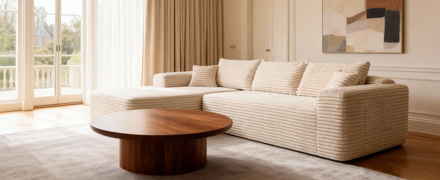 L Shaped Modular Sectional Sofa Modern Compressed Cloud Couch for Home Apartment Living Room No Assembly Required Beige