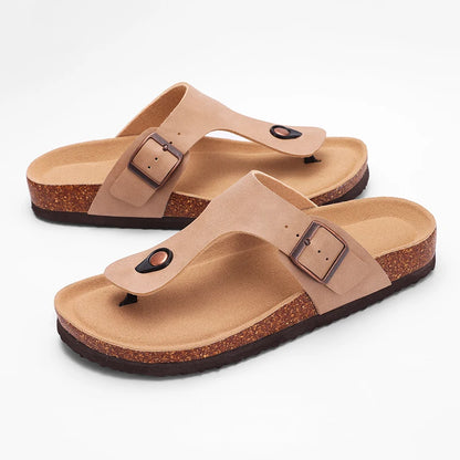 New Design Cork Flip Flops Women Classic Footbed Sandals Fashion Comfort Home Shoes with Arch Support Soft Sole Slides