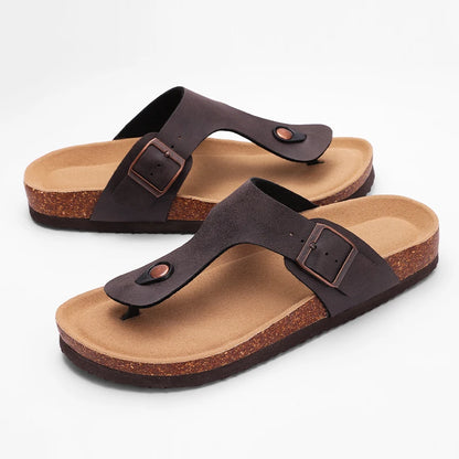New Design Cork Flip Flops Women Classic Footbed Sandals Fashion Comfort Home Shoes with Arch Support Soft Sole Slides